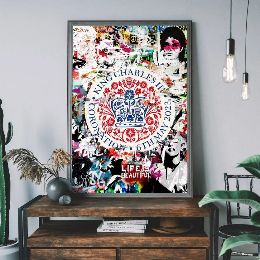 King Charles III Emblem Graffiti Print