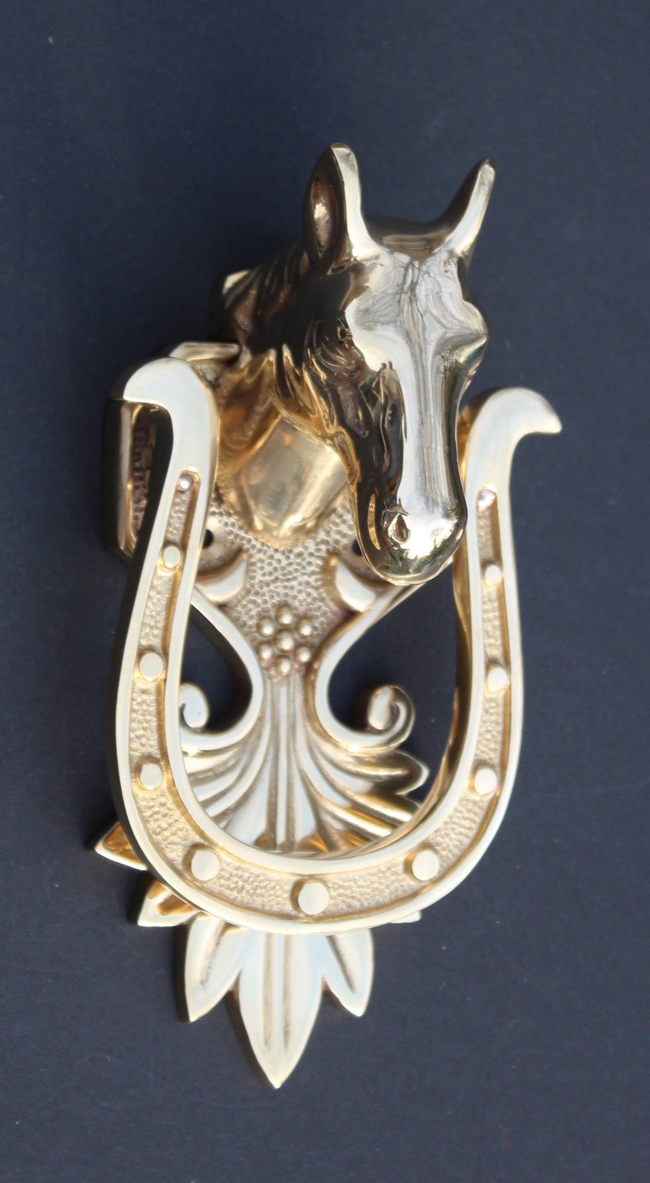 Horse Stallion Horseshoe Solid Brass Front Door Knocker