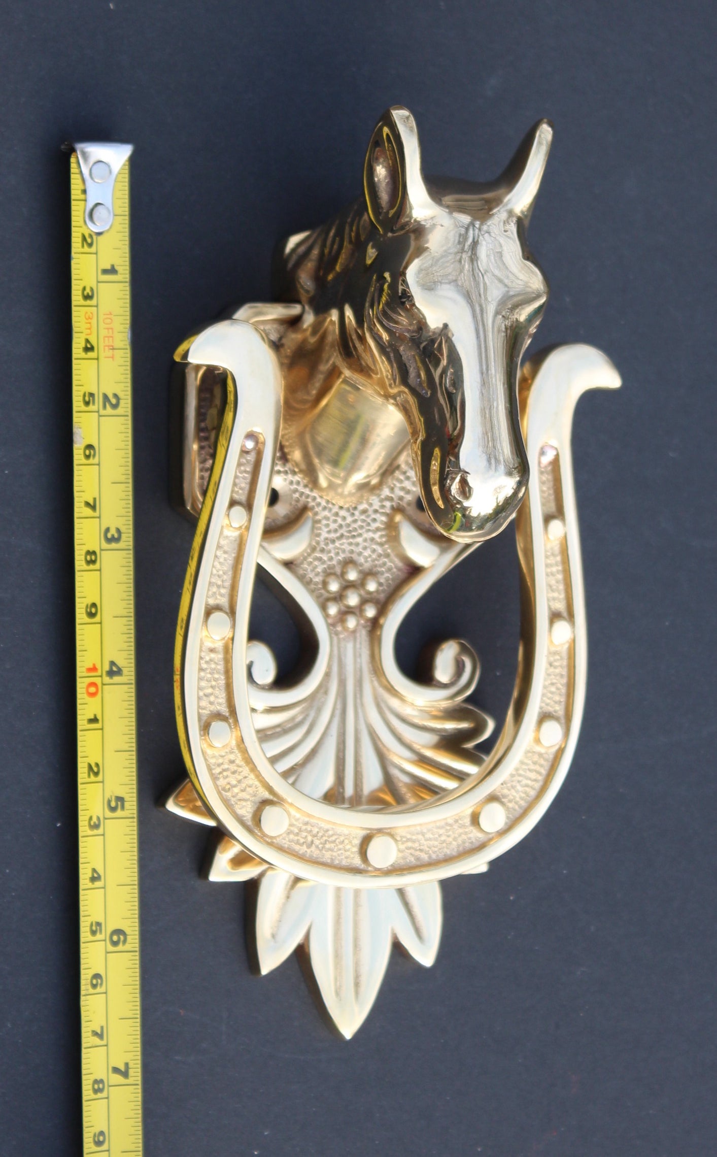 Horse Stallion Horseshoe Solid Brass Front Door Knocker