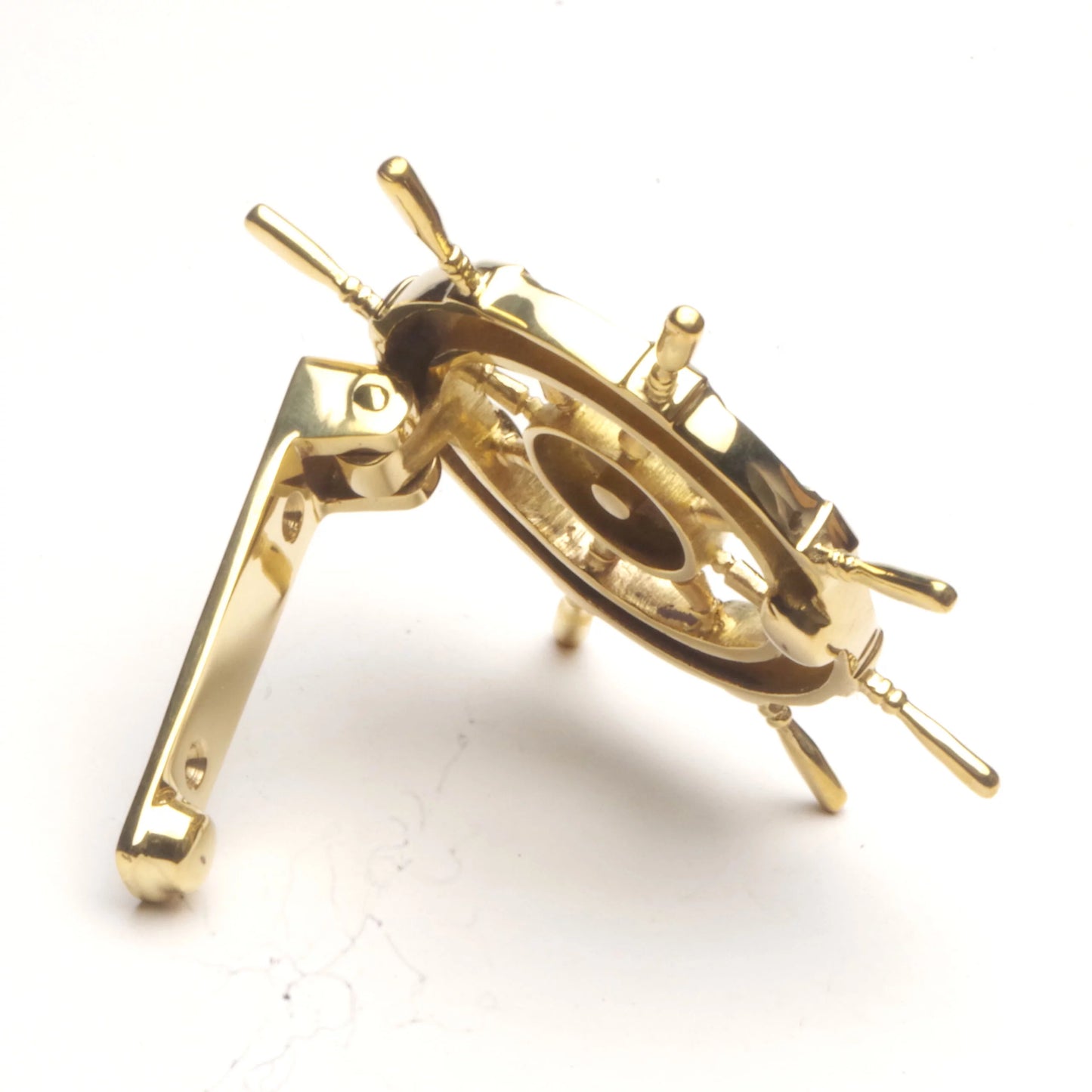 Ships Wheel Door Knocker - Polished Brass Finish