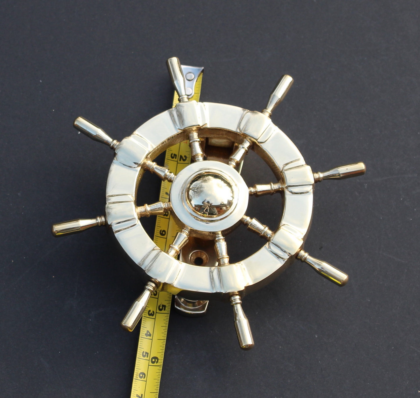 Ships Wheel Door Knocker - Polished Brass Finish