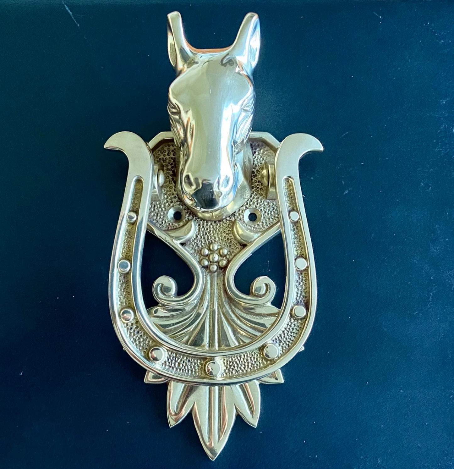Horse Stallion Horseshoe Solid Brass Front Door Knocker