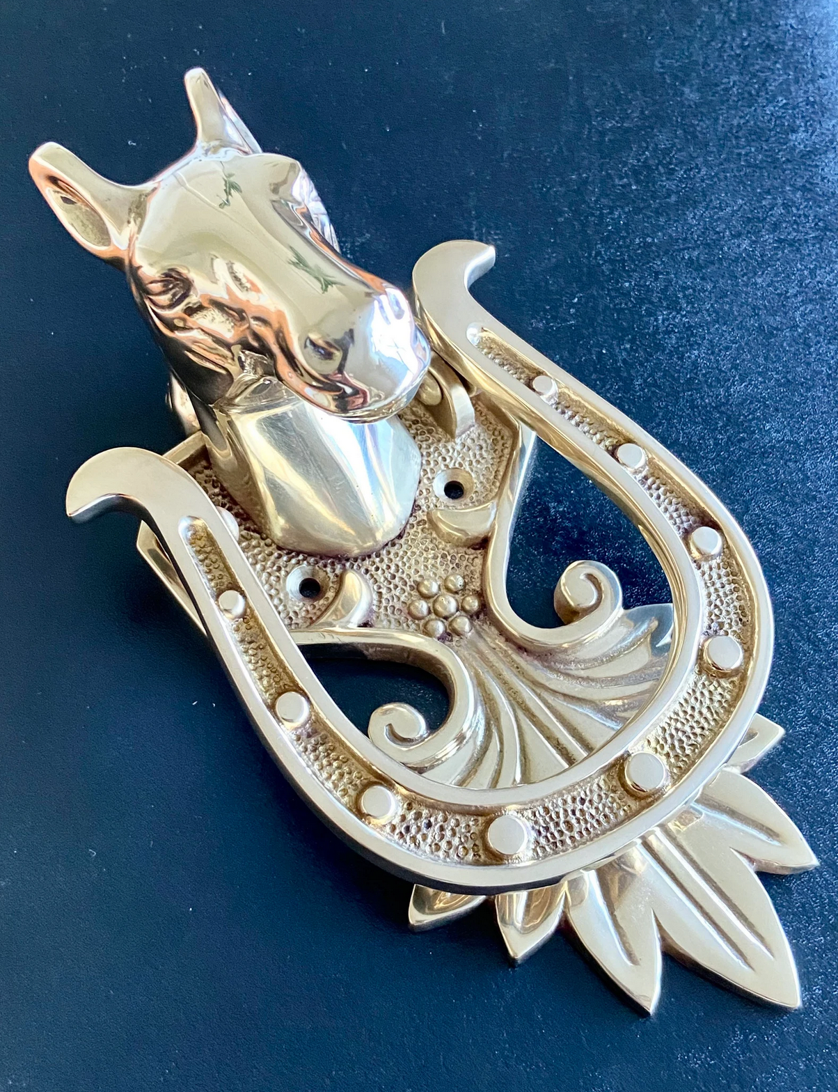 Horse Stallion Horseshoe Solid Brass Front Door Knocker