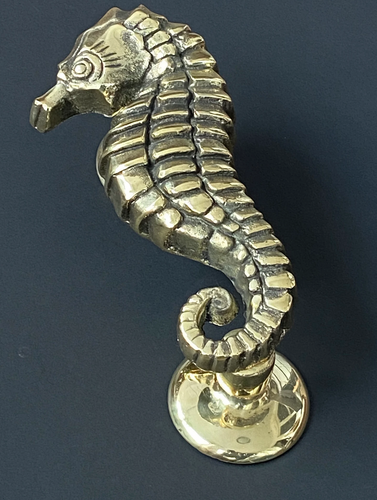 Large Seahorse Door Knocker - Polished Solid Brass Gold Finish