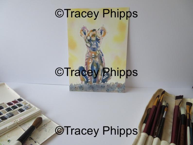 Baby Hyena watercolour