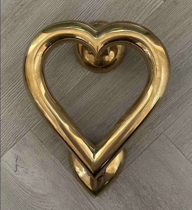 Brass Love Heart Door Knocker - Brass or Nicel Finish