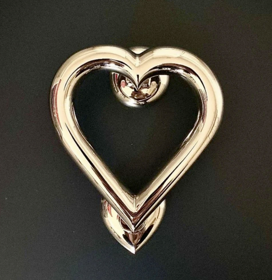 Brass Love Heart Door Knocker - Nickel Finish