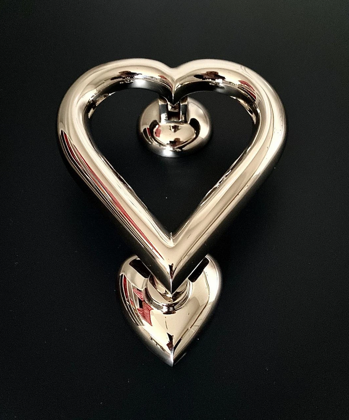 Brass Love Heart Door Knocker - Brass or Nicel Finish