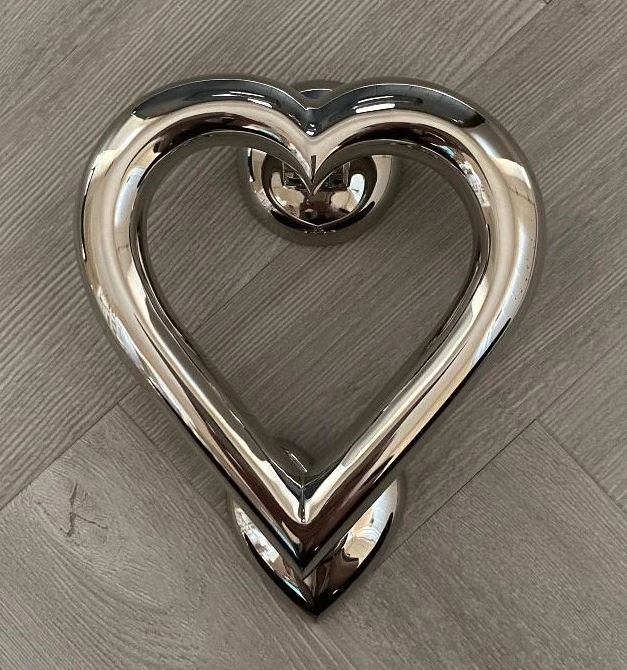Brass Love Heart Door Knocker - Nickel Finish